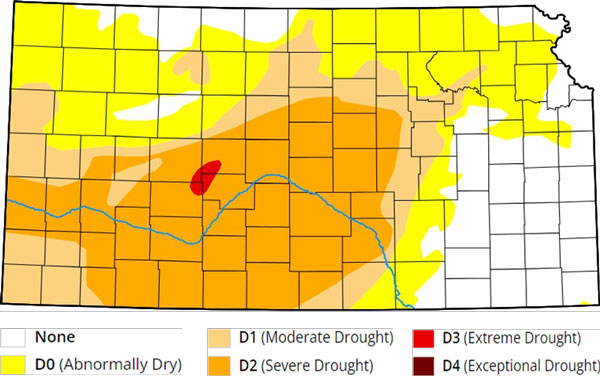 A map of drought in the united statesDescription automatically generated