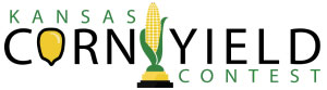 A corn cob with green leaves and yellow textDescription automatically generated