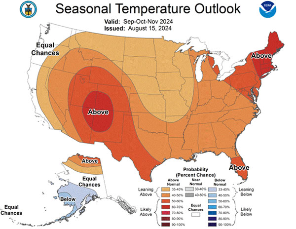 A map of the united states with different weather conditionsDescription automatically generated