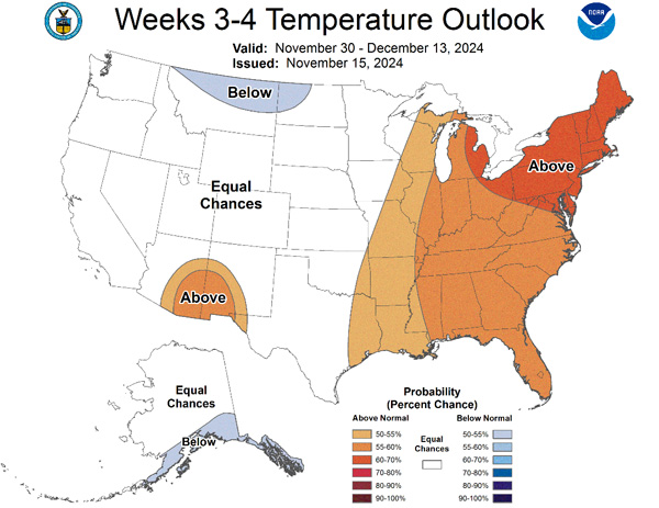 A map of the united states with different weather zonesDescription automatically generated