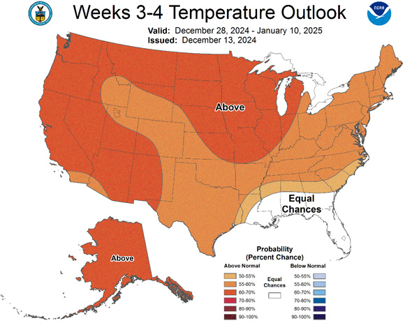 A map of the united states with weather forecastDescription automatically generated